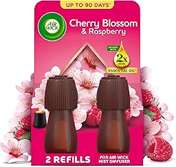 Air Wick Cherry Blossom & Raspberry Essential Mist Twin Refill 20ml, Lasting for up to 45 days per refill, Air Freshener