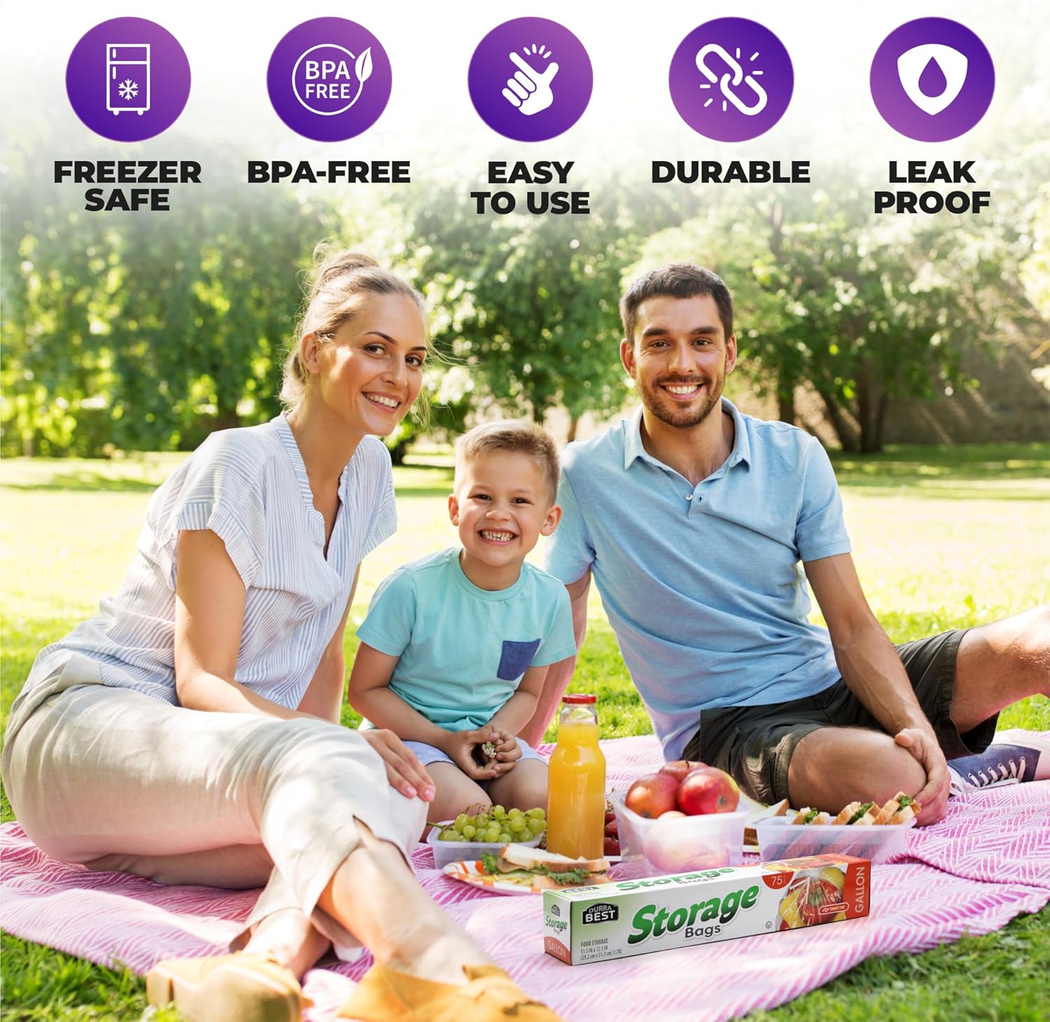 DURRA BEST. 1 Gallon Food Storage Bags with Twist Ties, 1800 Count, Disposable Plastic