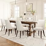COLAMY Upholstered Dining Chairs Set of 4, Mid Century Modern Kitchen Chairs with Back, Farmhouse Fabric Side Dining Room Chairs with Wood Legs for Dining Room Restaurant, Green