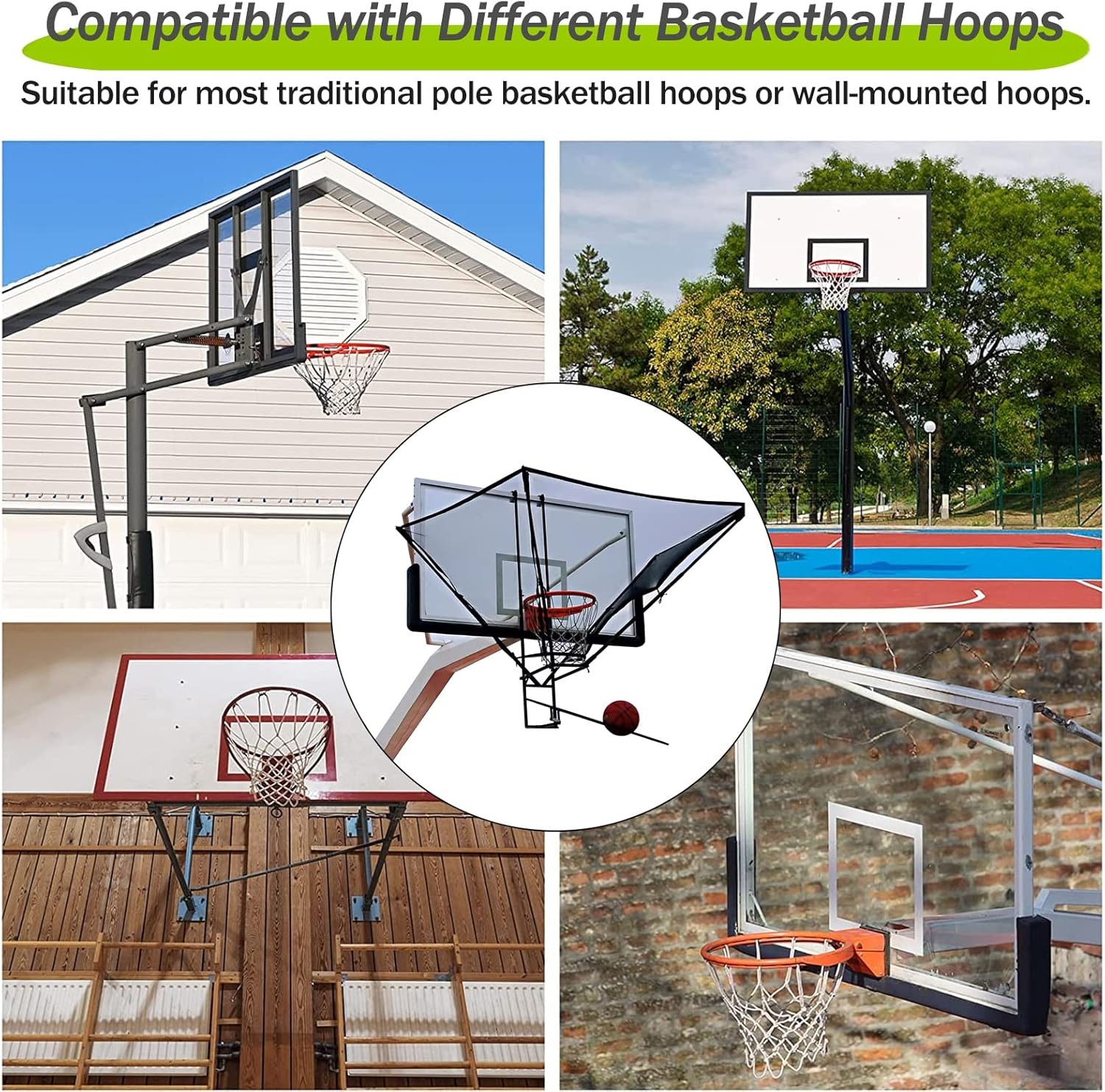 Basketballtrainer Rotating Shooting Practice Return Attachment Funnel-Shaped Basketball Hoop Rebounder Net Kids/Youth/Adults Training Aid