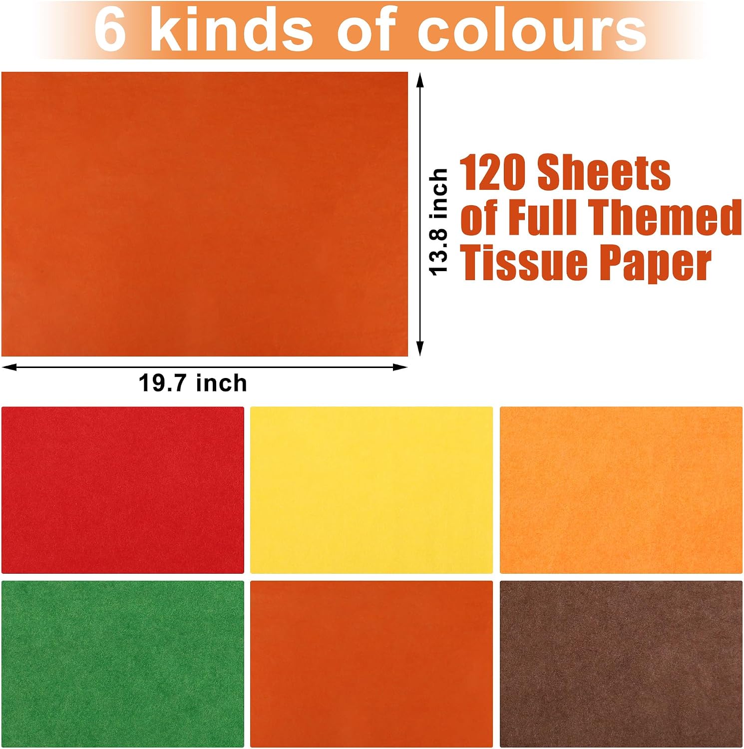 120 Sheets Fall Tissue Paper 20 X 14 Inch Orange Yellow Brown Tissue Paper for Gift Bags Assorted Art Craft Wrapping Papers Bulk for Autumn Thanksgiving Harvest DIY Craft Birthday Holiday Decor