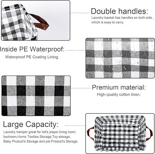 Miniatura 4 de 4 cubos de almacenamiento para organizar grandes contenedores plegables de tela con asas, cestas organizadoras plegables para baño, oficina,