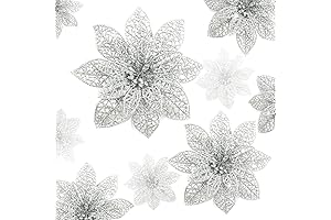 Wironlst Premium Christmas Glitter Poinsettia Christmas Tree Ornaments