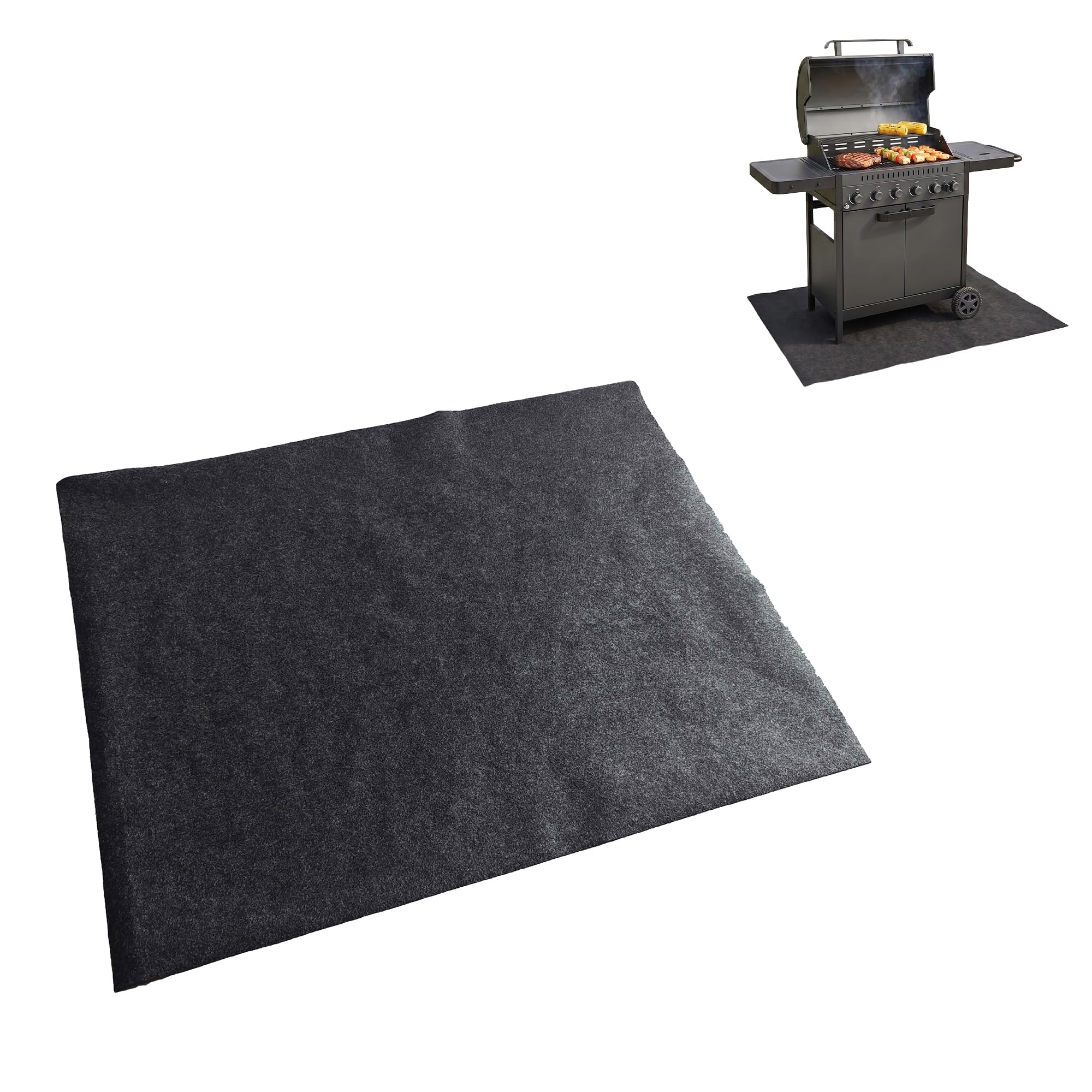 Amig - Tapis de Protection pour Barbecue BBQ - Anti-Taches, Imperméable et Antidérapant - Protection du Sol Contre la Graisse, l’Huile et Les Étincelles - 100 x 120 cm - Polyester PVC - Noir