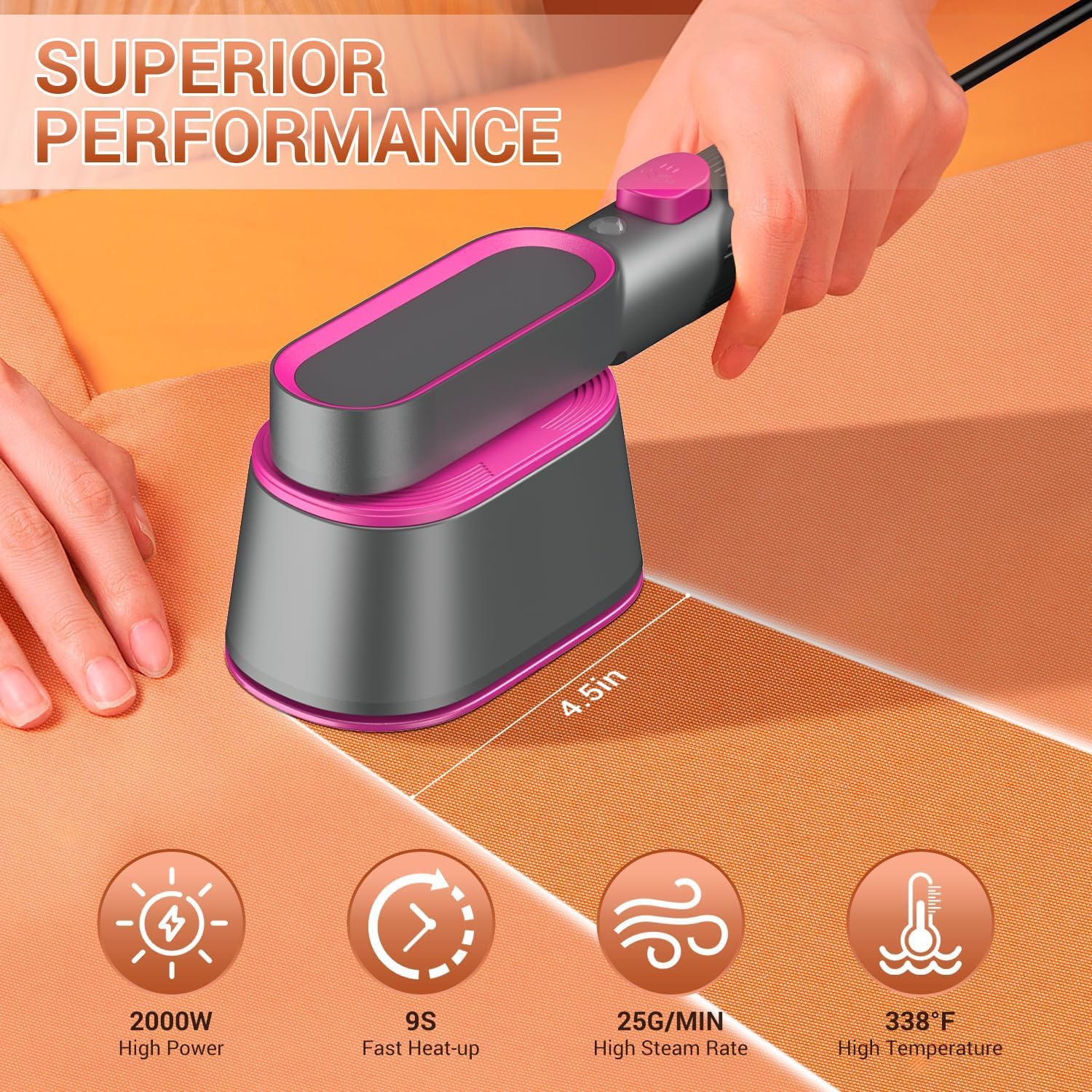 Handheld Steamer for Clothes, 2000W Powerful Clothes Steamer, 9-Second Fast Heat-up, Strong Penetrating Steam Iron, 2 in 1 Fabric Wrinkle Remover and Clothing Iron for Home, Office and Travel