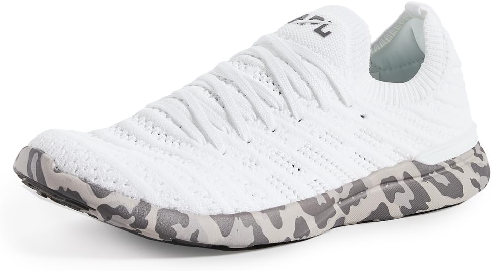 APL: Athletic Propulsion Labs Women's Techloom Wave Sneakers, White/Asteroid/Leopard, 8.5 Medium US