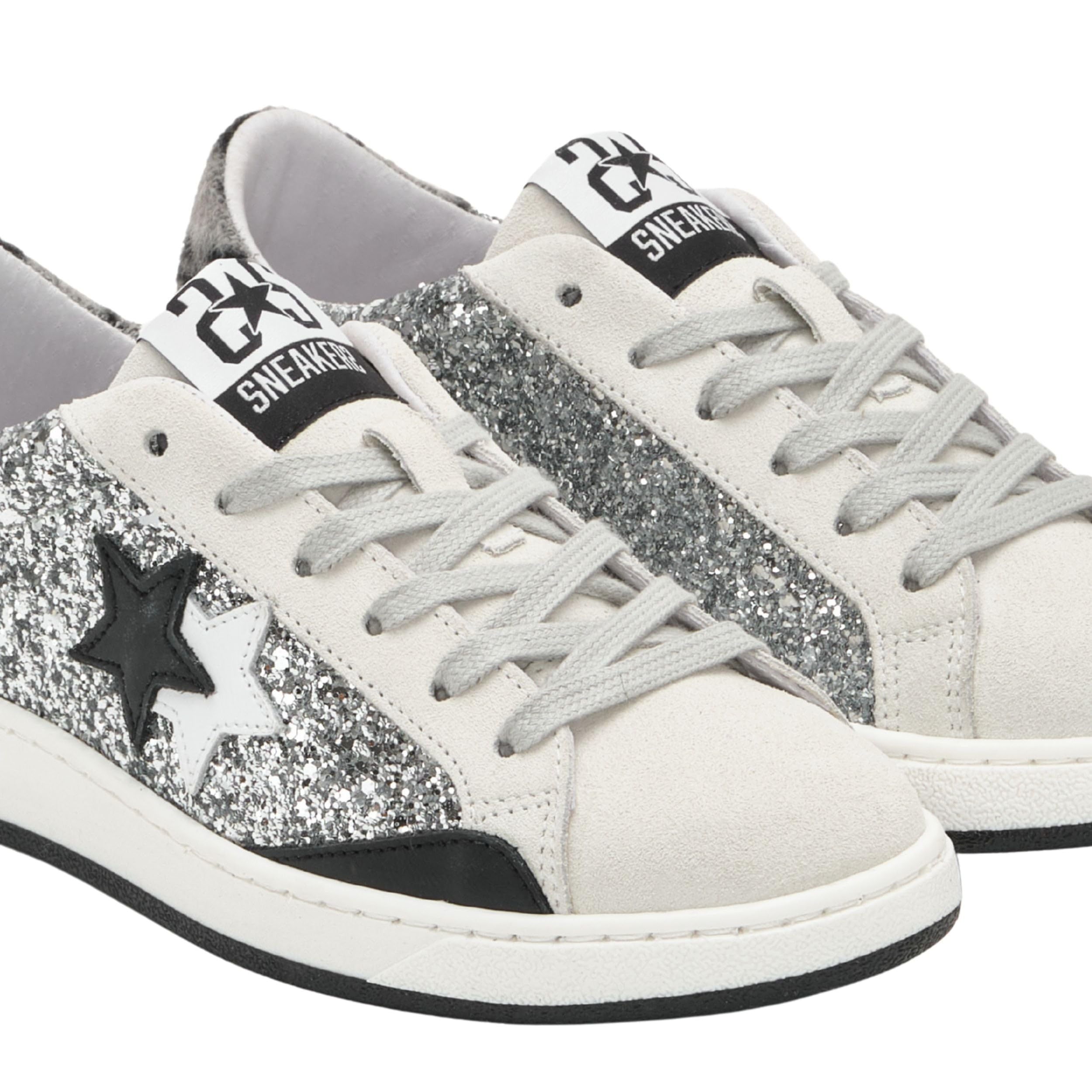 2Star Scarpe Sneaker Casual Pelle Bianco/Argento