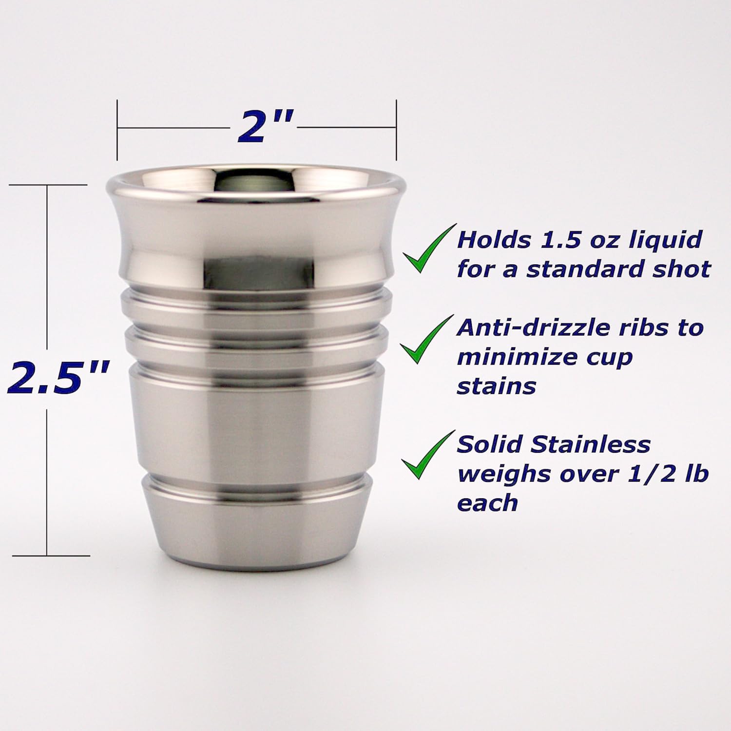 Luxury Stainless Steel Shot Glass Set – 2 Pack Premium 316 Solid Metal Barware with High-End Gift Box – Forever Shot Glasses for Gifting