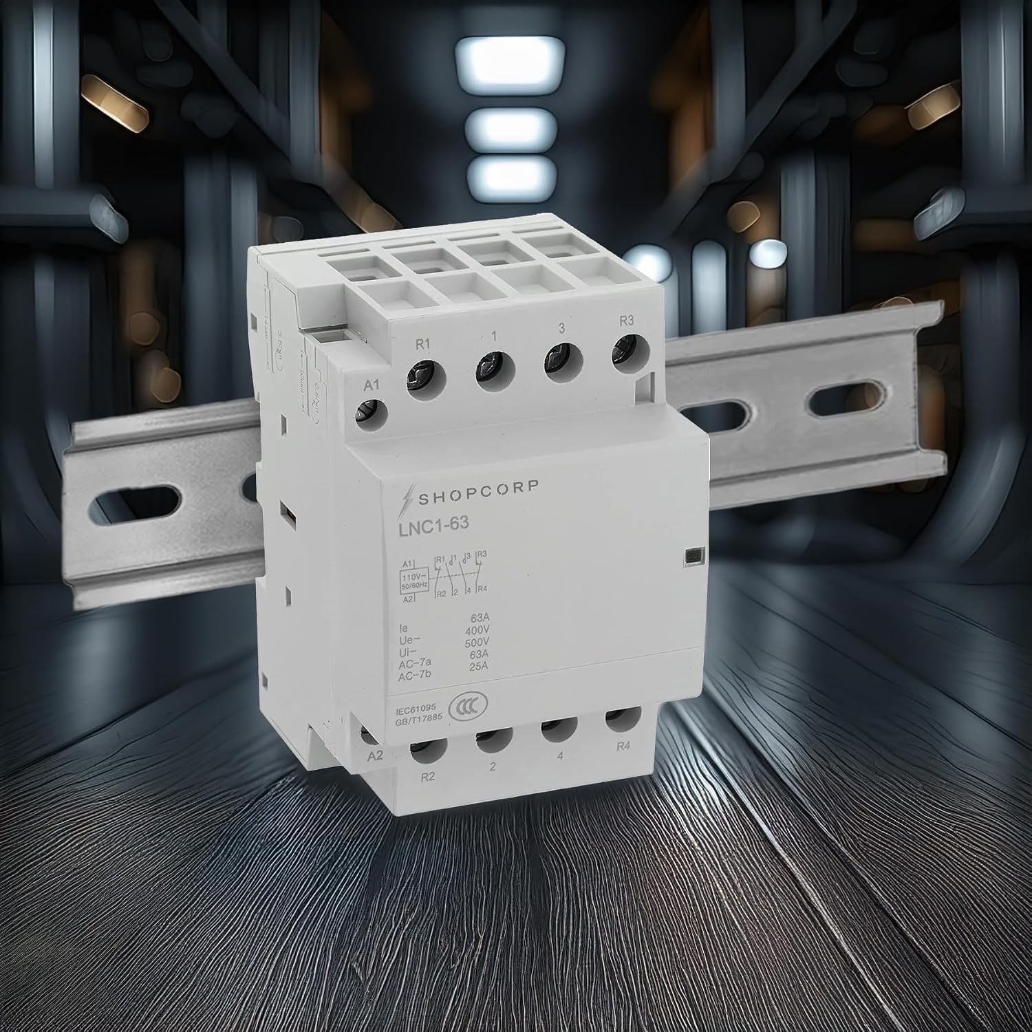 4 Pole Contactor 120v Coil 2NO / 2NC 40 amp IEC 400V AC Contactor with 110/120VAC Coil - Inductive 40A and Resistive 60A (Silent Operation) | Includes DIN Rail and Phillips Screws