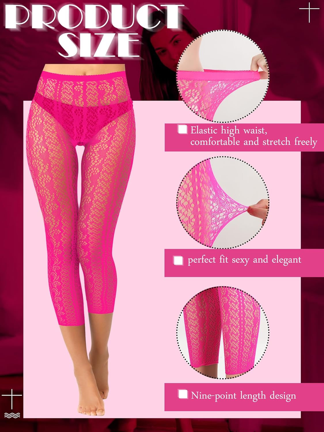 Yahenda 6 Pcs Footless Fishnet Tights for Women Fishnet Thigh High Stockings Lace Mesh Pantyhose Leggings for Halloween - Image 3