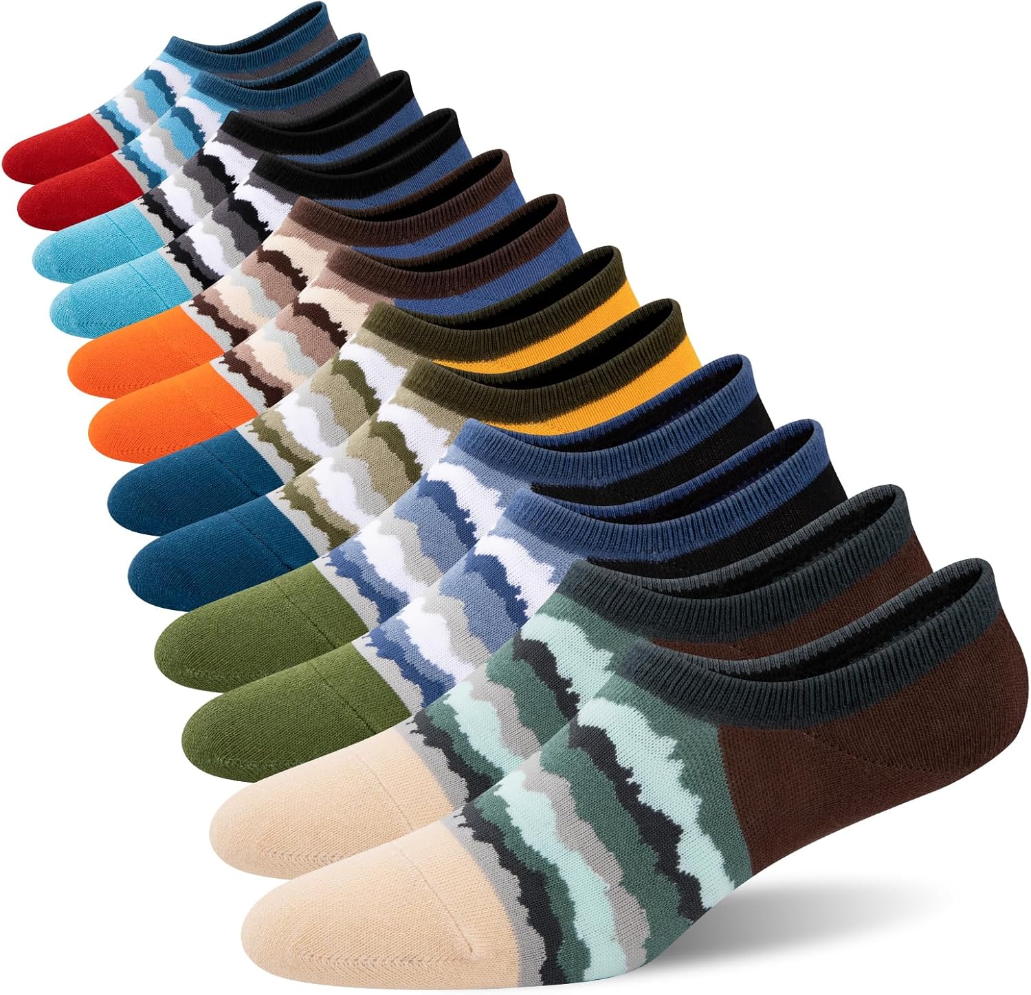 COOVAN Mens No Show Socks Cotton Low Cut Short Casual Socks Men Non Slip Invisible Casual Socks Size 9-11 (6 Pairs)