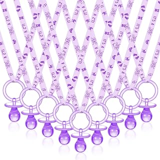 36 Pcs Baby Shower Pacifiers Necklace Acrylic Baby Pacifiers Party Favors Plastic Pacifiers Charm for Girls Boys Baby Shower Party Decorations Table Scatter, Girl Style (Purple, Light Purple)