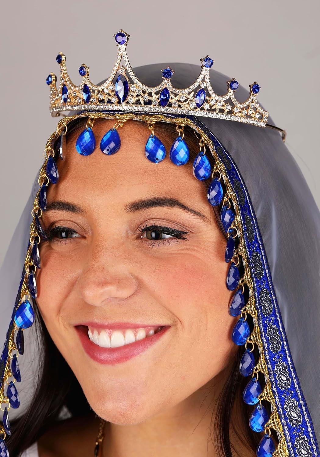 Queen Esther Purim Costume Kit for Women | Adult Royal Accessories Kit Includes Crown, Veil, Belt, Necklace