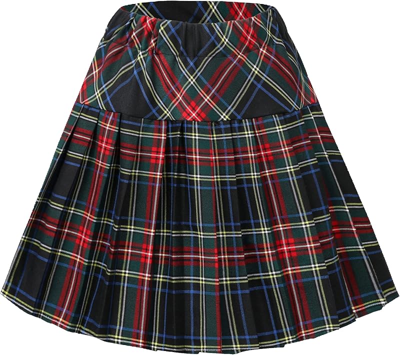 Urban CoCo pollera escolar plisada de tartán con cintura elástica para mujer