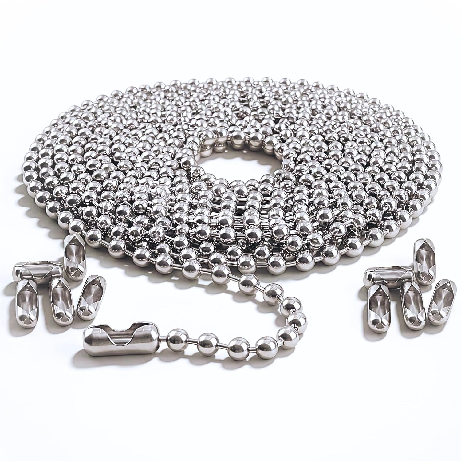 Gadgetime USA 10FT Beaded Ball Chain Extension 4.5mm with 10 Connectors | Roller Shade Pull Chain Replacement for Ceiling Fans, Window Blinds, Light Fixtures, and DIY Projects
