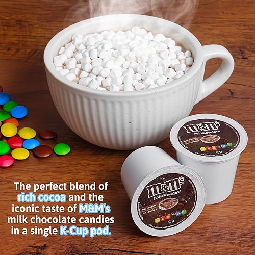 Miniatura 3 de PALM AND PLENTY Paquete de tazas K y malvaviscos de chocolate caliente  M & M's sabor chocolate con leche, 18 cápsulas compatibles con cafetera
