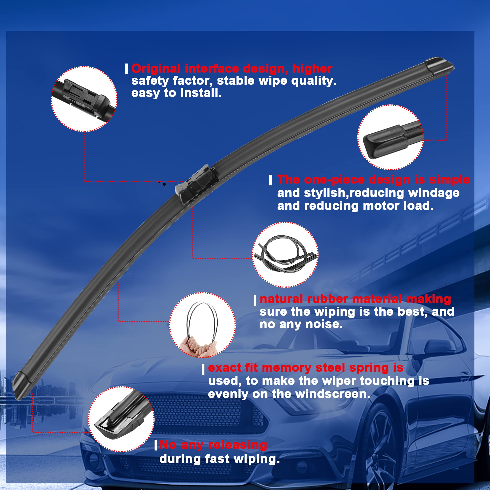 RAINTOK Windshield Wiper Blade Set Replacement For 2015