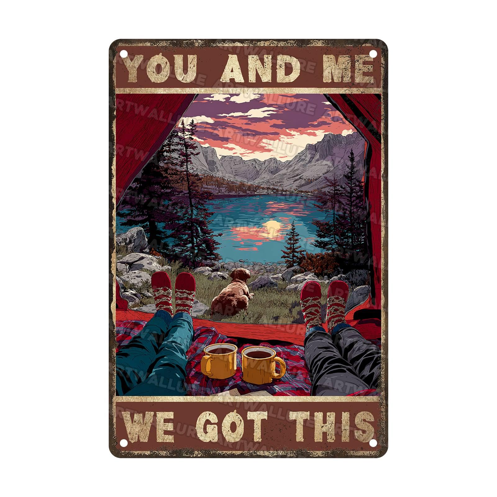 Funny You And Me We Got This Camping Vintage Metal Sign Home Kitchen Bathroom Garden Wall Art Decor Tin Poster 8x12Inch