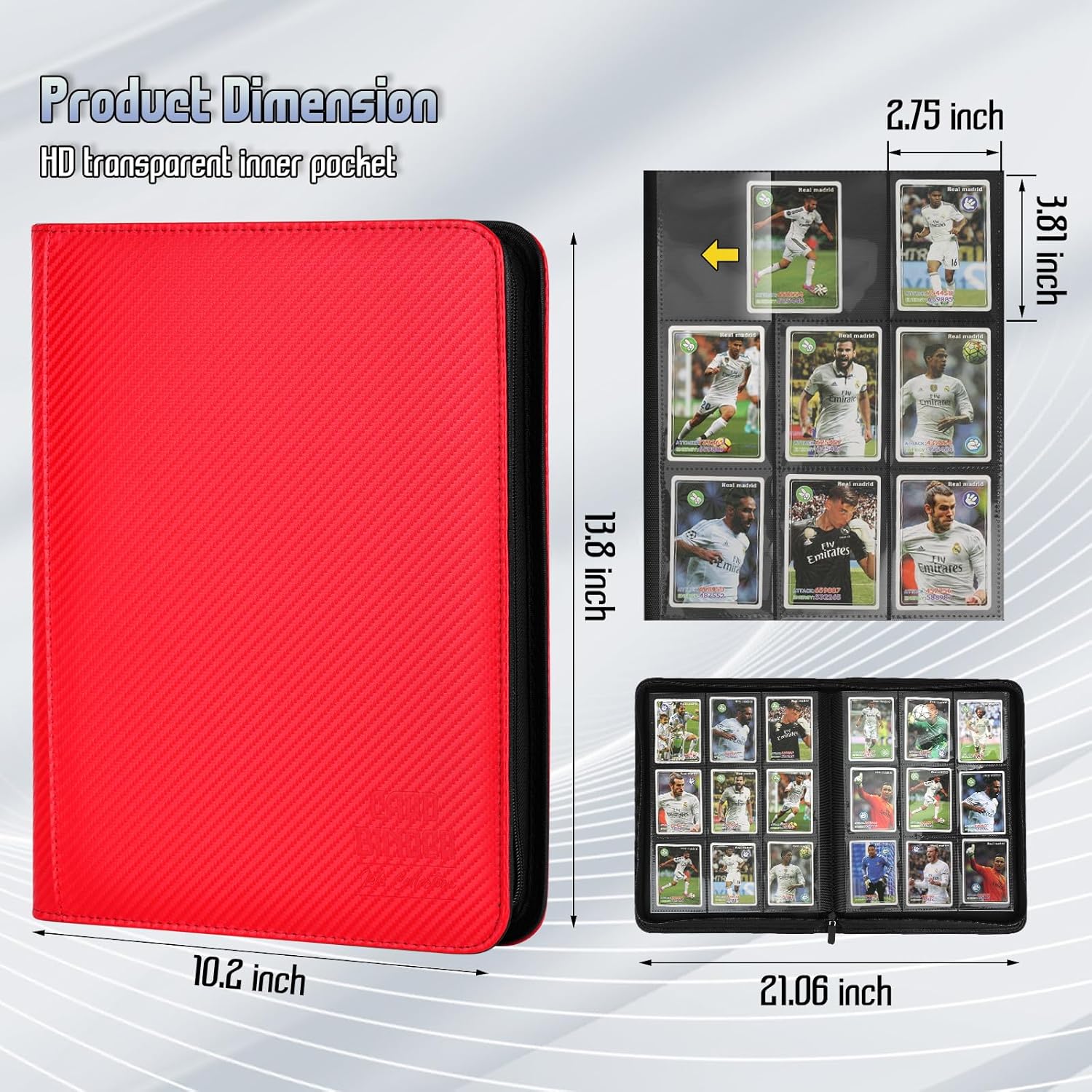 Trading Card Binder, Premium 9 Pocket Double Sided 540 Pocket PU Card Collection Binder, Collectible Trading Card Albums for MTG, TCG, Sport Card, Game Cards (Red 1)