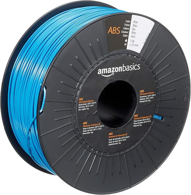 Amazon Basics ABS 3D Printer Filament, 1.75mm, Blue, 1 kg Spool