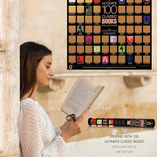 Miniatura 5 de Travel Revealer Póster de los 100 mejores libros para raspar, lista de libros de 24 x 17 pulgadas