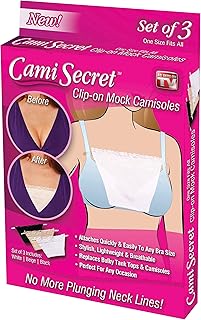 Cami Secret Clip On Mock Camisoles (3 Pack) White Black Beige