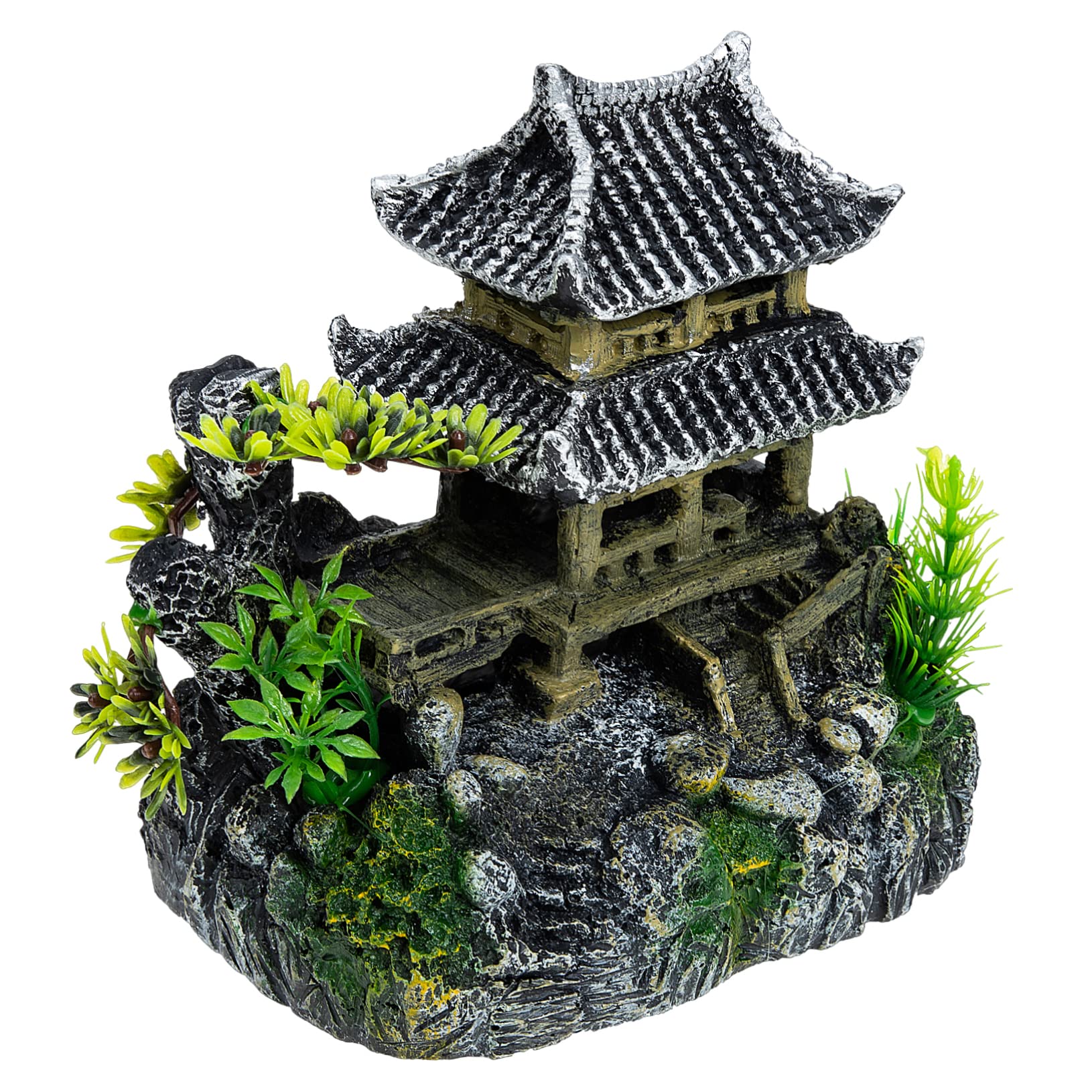 Decorative Aquarium Ornament Lifelike Resin House for Fish Tank Landscape Artificial Structure for Betta and Aquatic Pet Decor