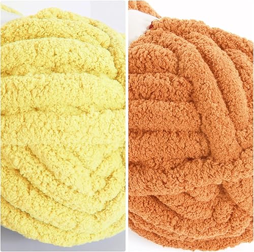 Vista 214 de HOMBYS Paquete de 8 hilos gruesos surtidos para tejer a ganchillo, hilo súper voluminoso, grande, suave y esponjoso, hilo de felpilla grueso para 4