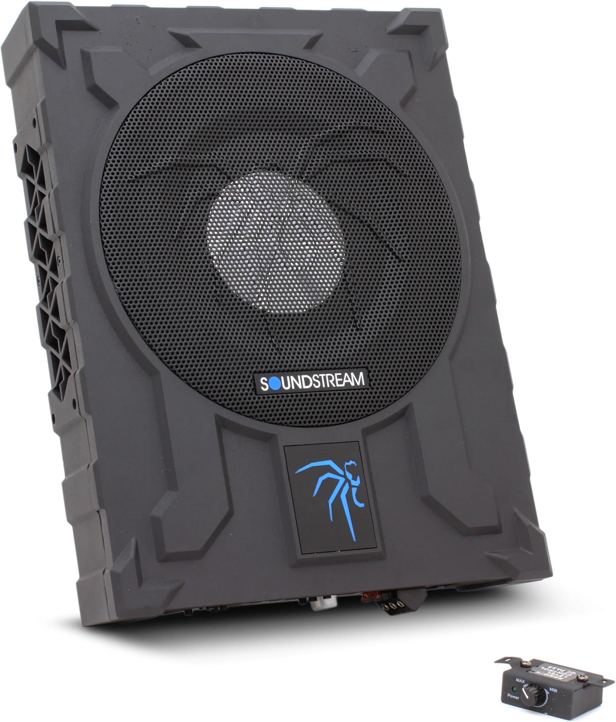 USB-10P 10 Inch Underseat Enclosed Car Vehicle Subwoofer with Built In 1000 Watts Amplifier and Bass Knob Remote Control, Black