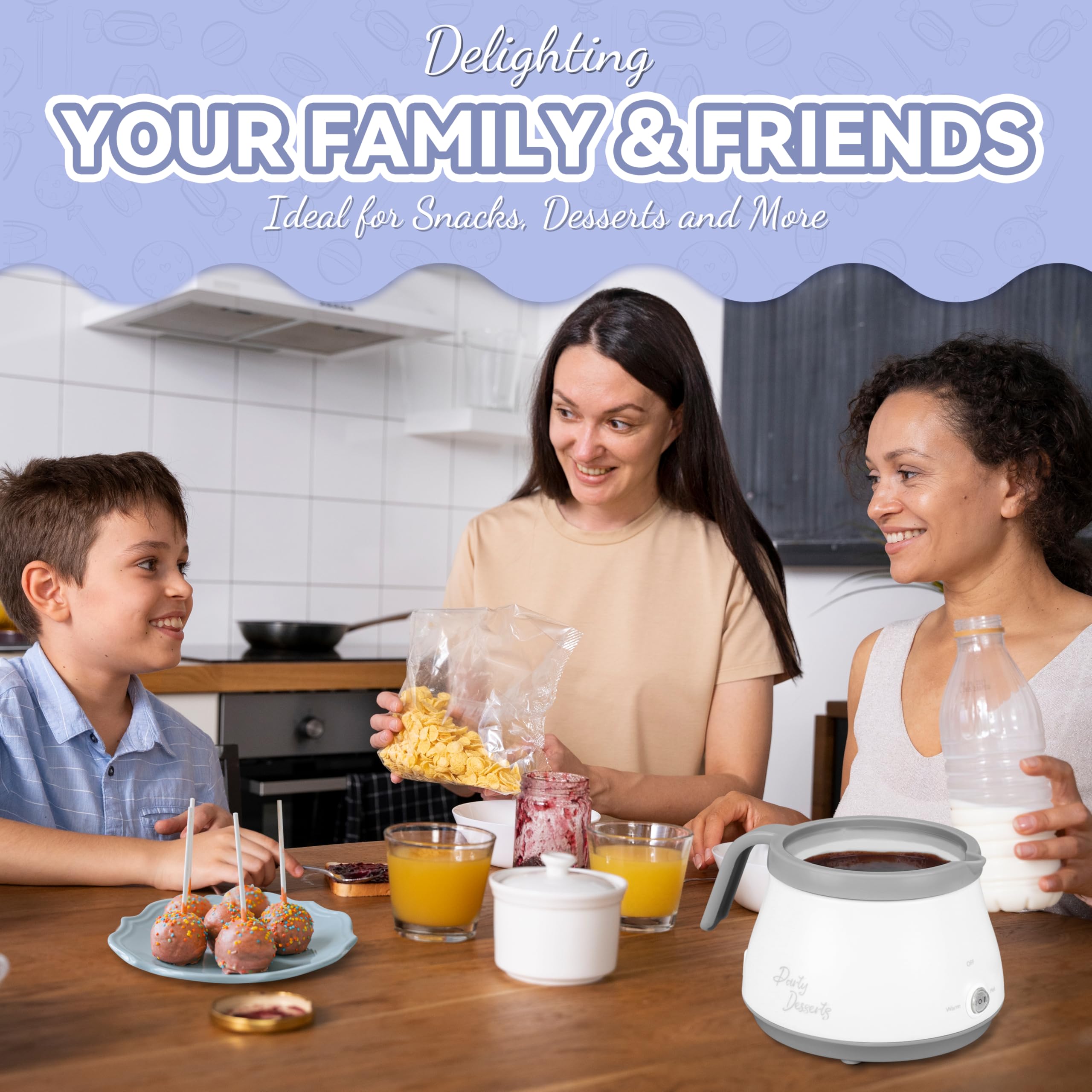 Party Desserts Candy and Chocolate Melting Pot, Mini Electric Fondue Pot, Melts Candy Chocolate in a Couple of Minutes, Ideal for Cake Pops Cookies Cakes, 1 Cups, Single Pot, Gray - 5