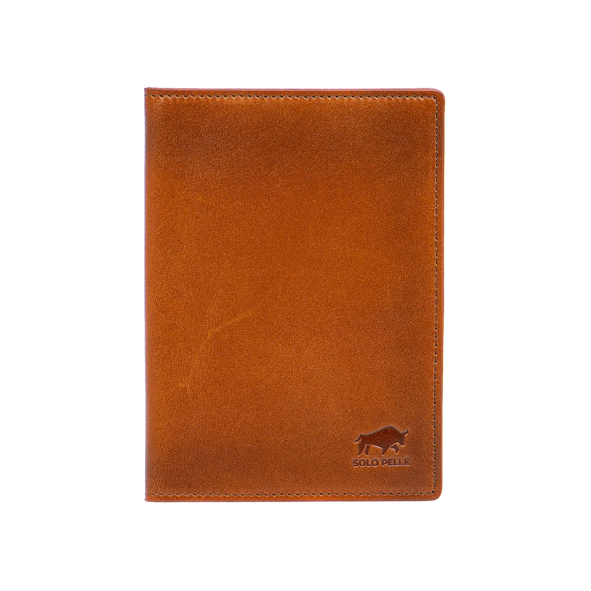 Solo Pelle Impfpasshülle, Reisepasshülle, Echtleder Passhülle, Schutzhülle Tasche für Kreditkarten Damen Herren Reisepass Geschenk, Karteninhaber, Ausweis und Reisedokumente (Cognac Braun)