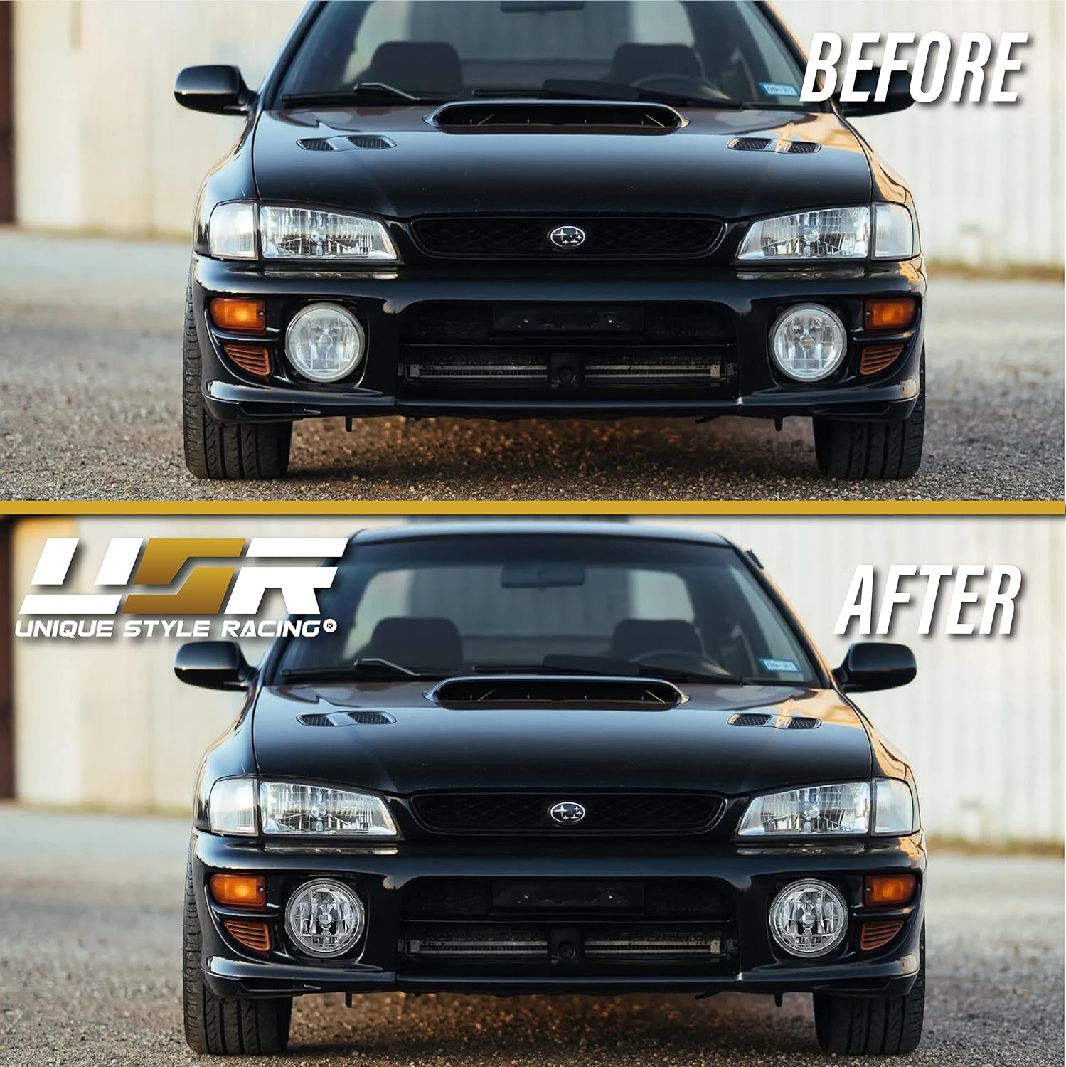 USR DEPO 99-01 Impreza Fog Lights - Stock Replacement Big Round Fog Lamps Pair (Left + Right) Compatible with 1999-2001 Subaru Impreza (Glass Lens, with x2 H3 Bulbs and Plug n Play Connectors)