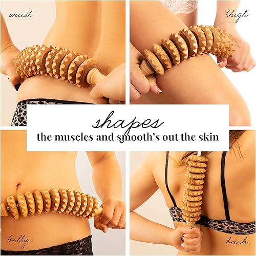 Miniatura 4 de Tuuli Accesorios - Rodillo de masaje de madera Flexi, rodillo corporal multifuncional para celulitis, tensión muscular y apoyo a la salud de la