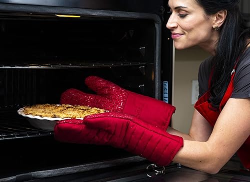 Miniatura 2 de Xlnt - Guantes de silicón antideslizantes para horno, resistentes al calor, con acabado de teflón Eco Elite, con lazo para colgar, ideales para uso