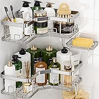 Vista 11 de MAXIFFE Paquete de 3 organizadores de ducha de esquina extragrande con soporte para jabón, gran capacidad, fácil de instalar, sin perforaciones