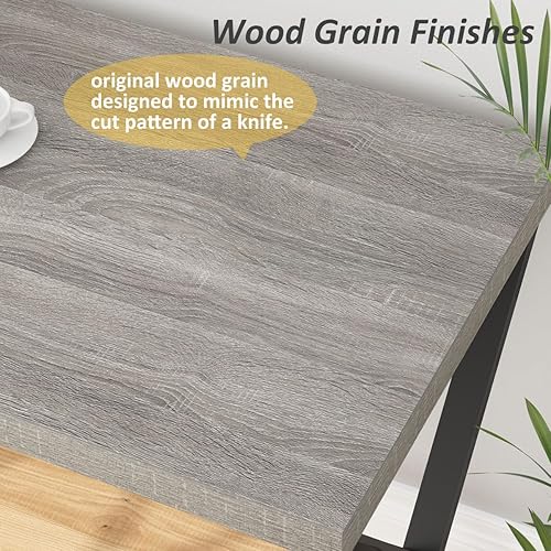 Miniatura 5 de IBF Escritorio gris para computadora, moderno escritorio de estudio para oficina en casa, escritorio de trabajo ejecutivo de metal de madera