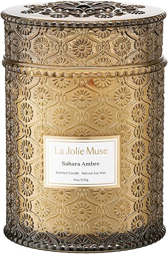 Miniatura 9 de LA JOLIE MUSE Wood Wick - Velas de cera de soya con aroma a sándalo de 19.4 onzas en frasco de vidrio, mecha de madera, grande, 90 horas de Santal