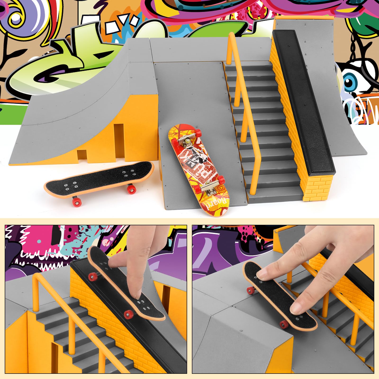 CS COSDDI Kit de rampe de skateboard pour doigts, mini skateboards, kit de rampe, jouet éducatif, cadeau pour enfants