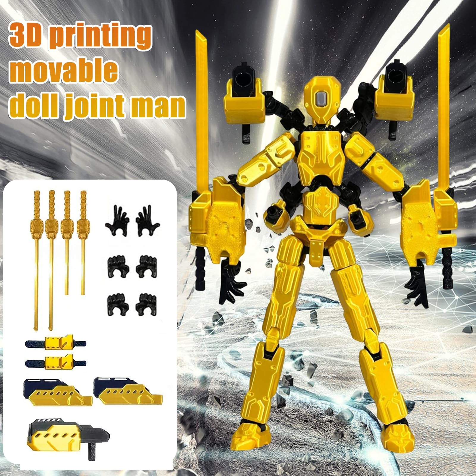 PEKOIU T13 Action Figure Set (Assembly completato), Hiros 13 Toy Robot Multi-giunto stampato in 3D, Titan 13 Figura d'azione, decorazioni desktop per gli amanti del gioco giocattoli (Laser Viola blu