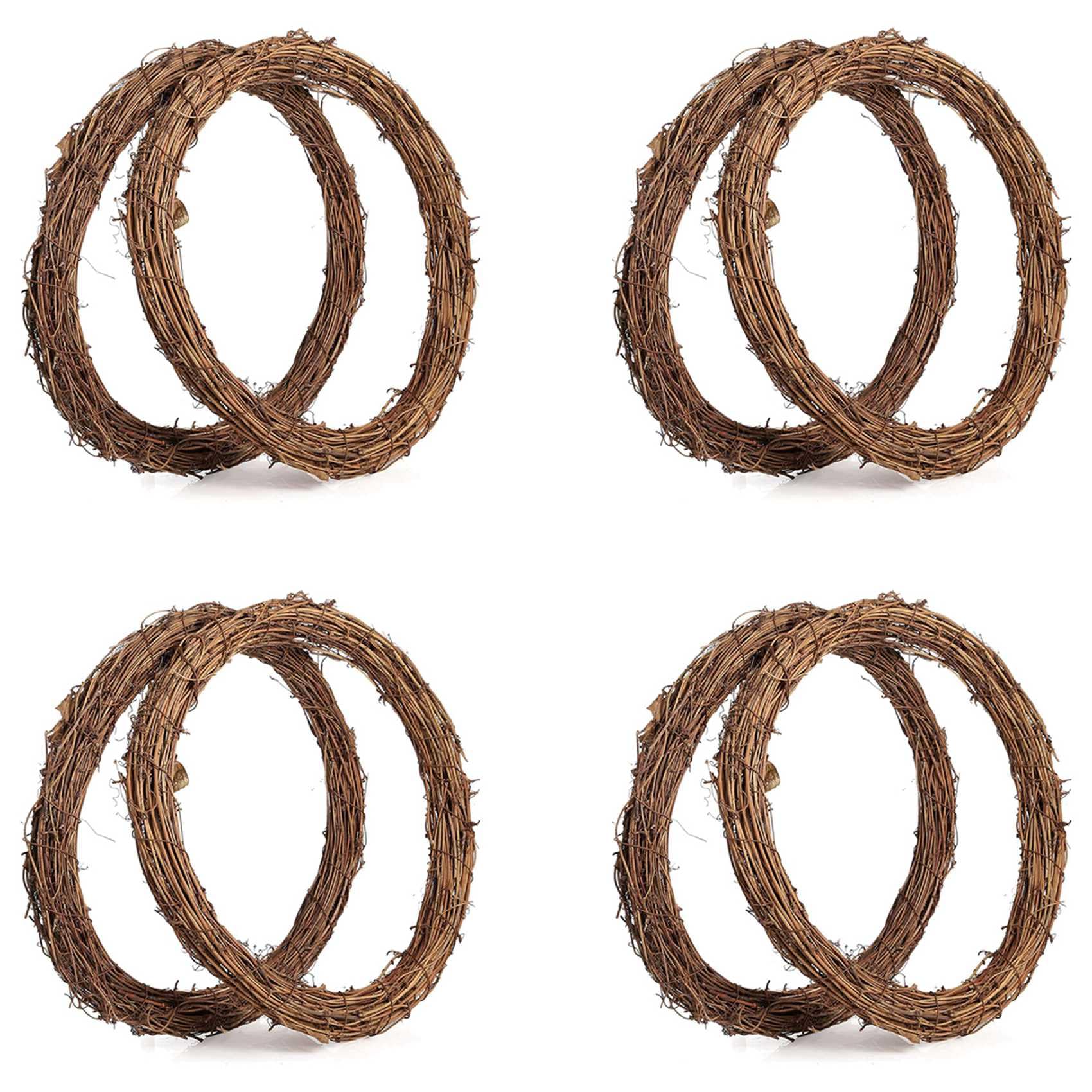 Hndhbfgrt 8PCS 14 Inch Grapevine Wreaths Wreath Rattan Wreath Garland for DIY Christmas Craft or Wedding Decors