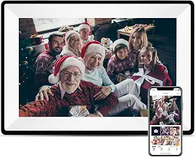 Moldura de Fotos Digital de 10,1 Polegadas, WiFi, 1280 x 800, Touchscreen, 16 GB, Rotação Automática, Aplicação Uhale