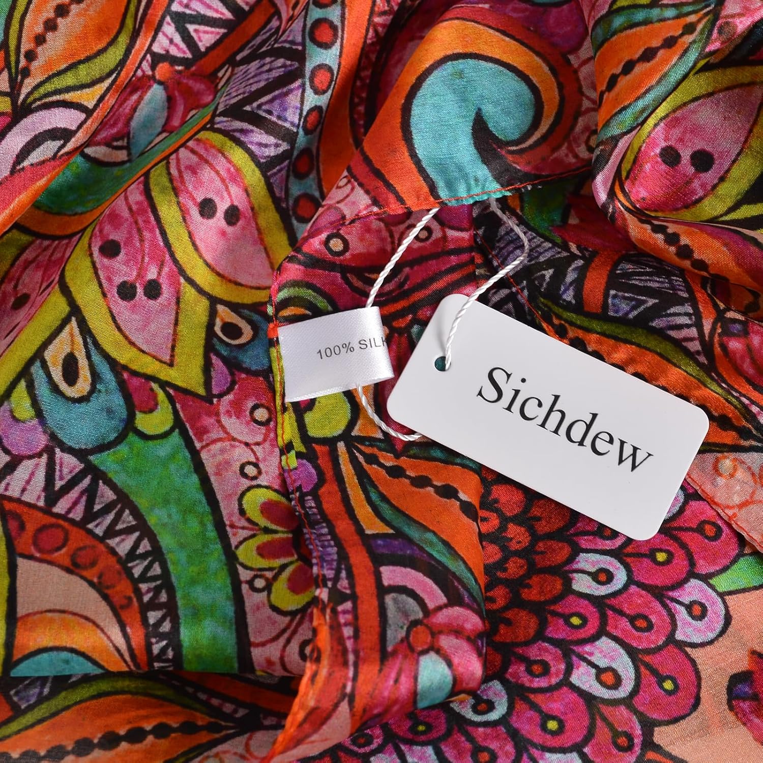 Women's 100% Mulberry Silk Scarf Lightweight Long Floral Print Neck Scarf, Beach Wrap & Travel Photography Shawl Gift - Image 4