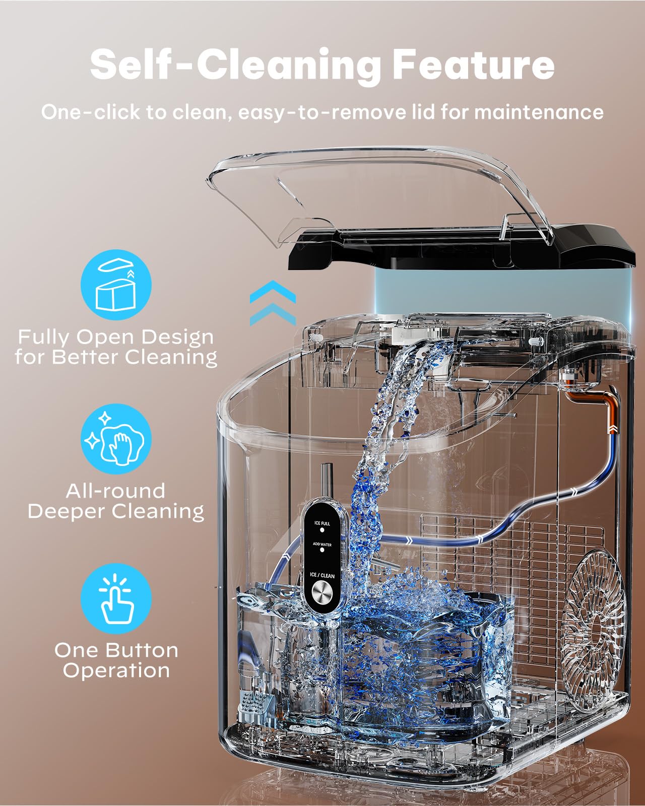 Silonn Nugget Ice Maker Countertop, Pellet Ice Machine with Self-Cleaning Function, Sonic Ice Maker Produces 33lbs of Chewable Ice in 24 Hours, Ideal for Home Kitchen and Office (Stainless Steel-17T) on Fridge.com