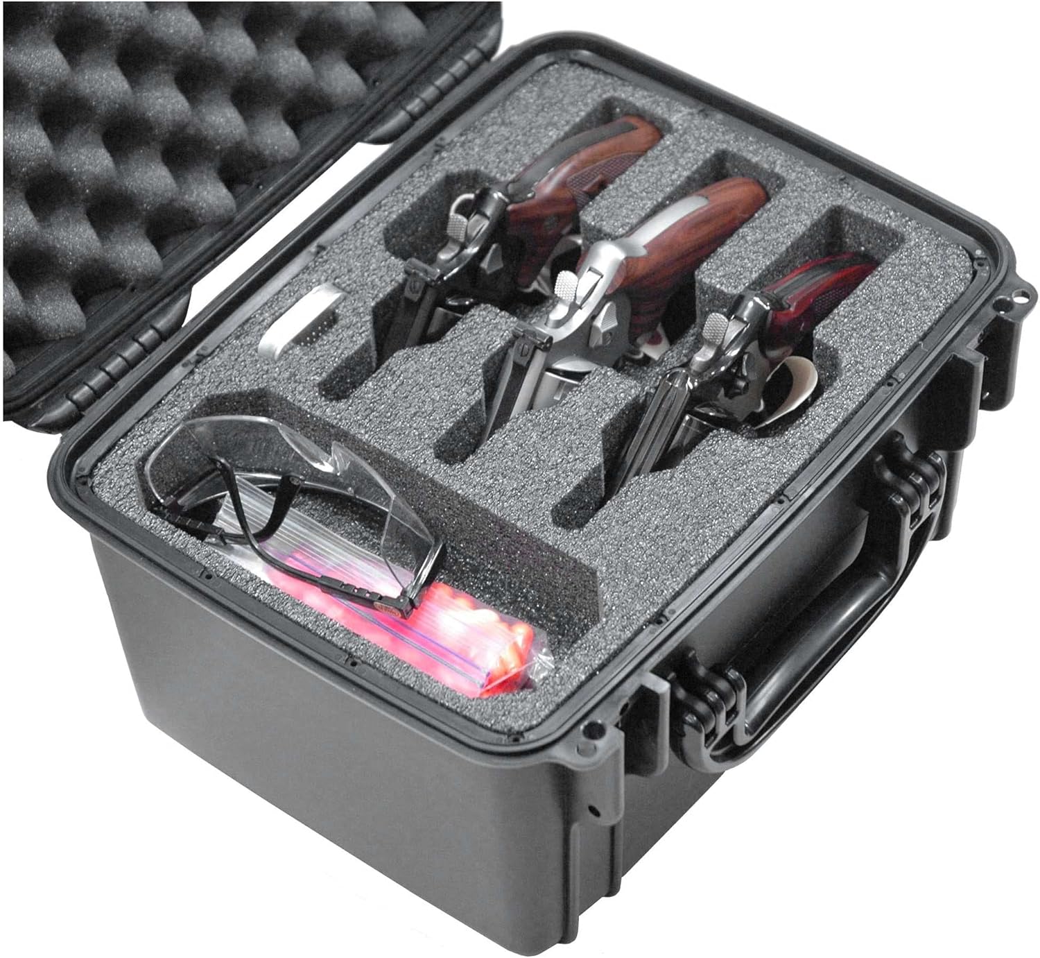 Case Club Waterproof 3 Revolver/Semi-Auto Pre-Cut Case with Silica Gel to Help Prevent Gun Rust