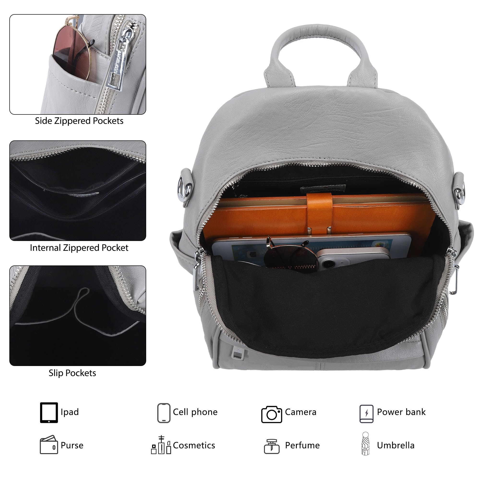 Angel Kiss Kleine Rucksack-Handtasche für Damen, weiches Leder, geräumige Rucksäcke, Designer-Schulterrucksack, modische Handtasche