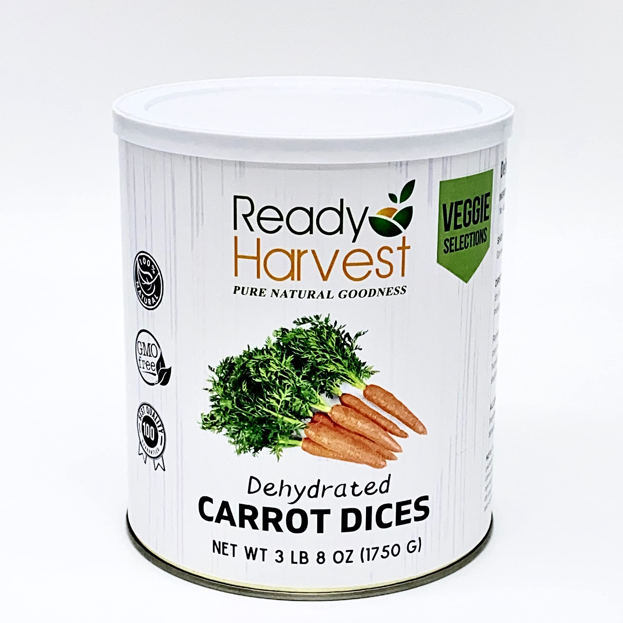Ready Harvest Dehydrated Food - Carrots | Emergency Food | Dried Vegetables | #10 Can | 25-Year Shelf Life | 3 lbs | Cans Filled to the Top
