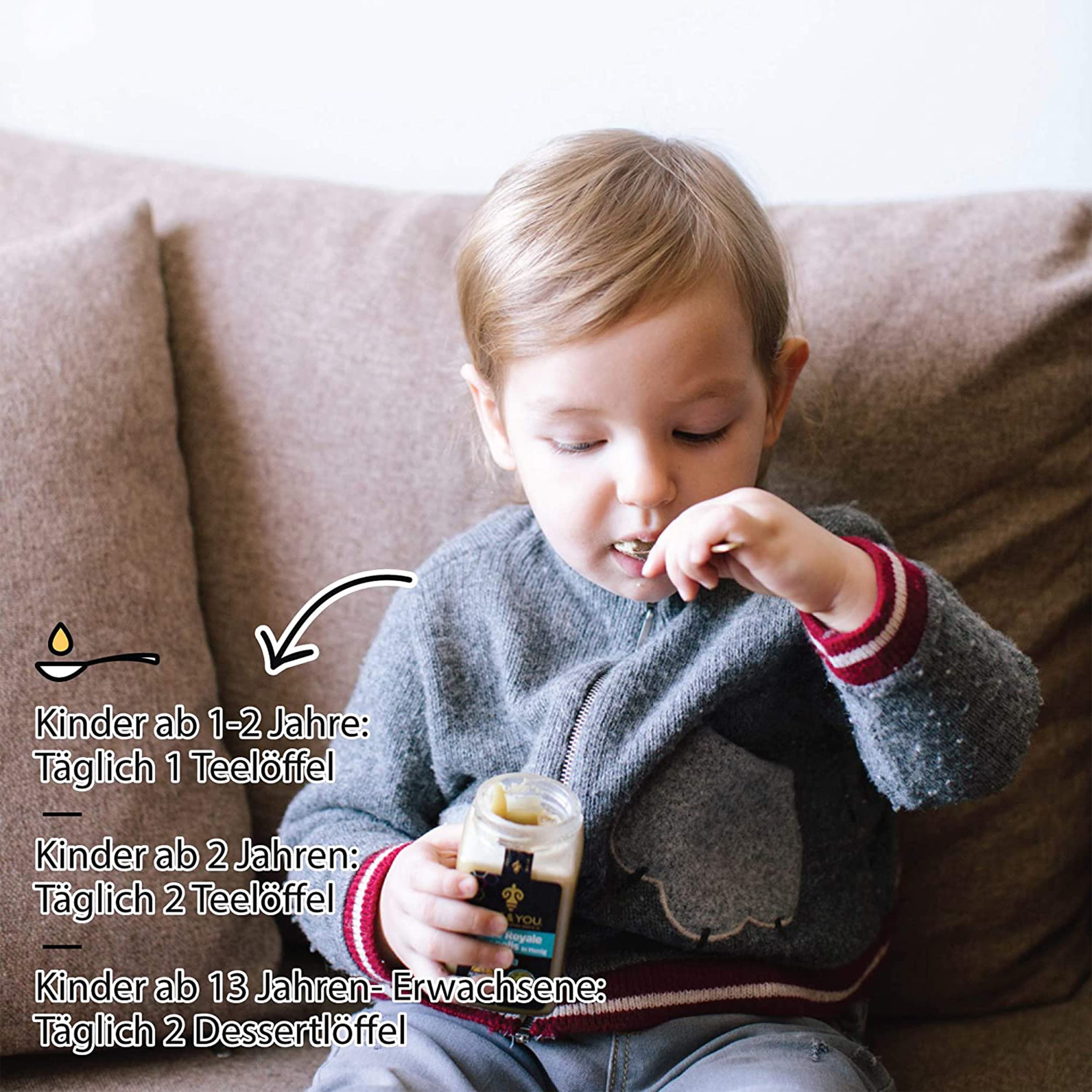 Bee&You Gelee Royale&Propolis in Honig für Kinder,100% natürlich, ohne Zusatzstoffe,Roher Honig,fairer Handel,natürliche&kontrollierte Zutaten,33 Auszeichnungen, 12 Zertifikate