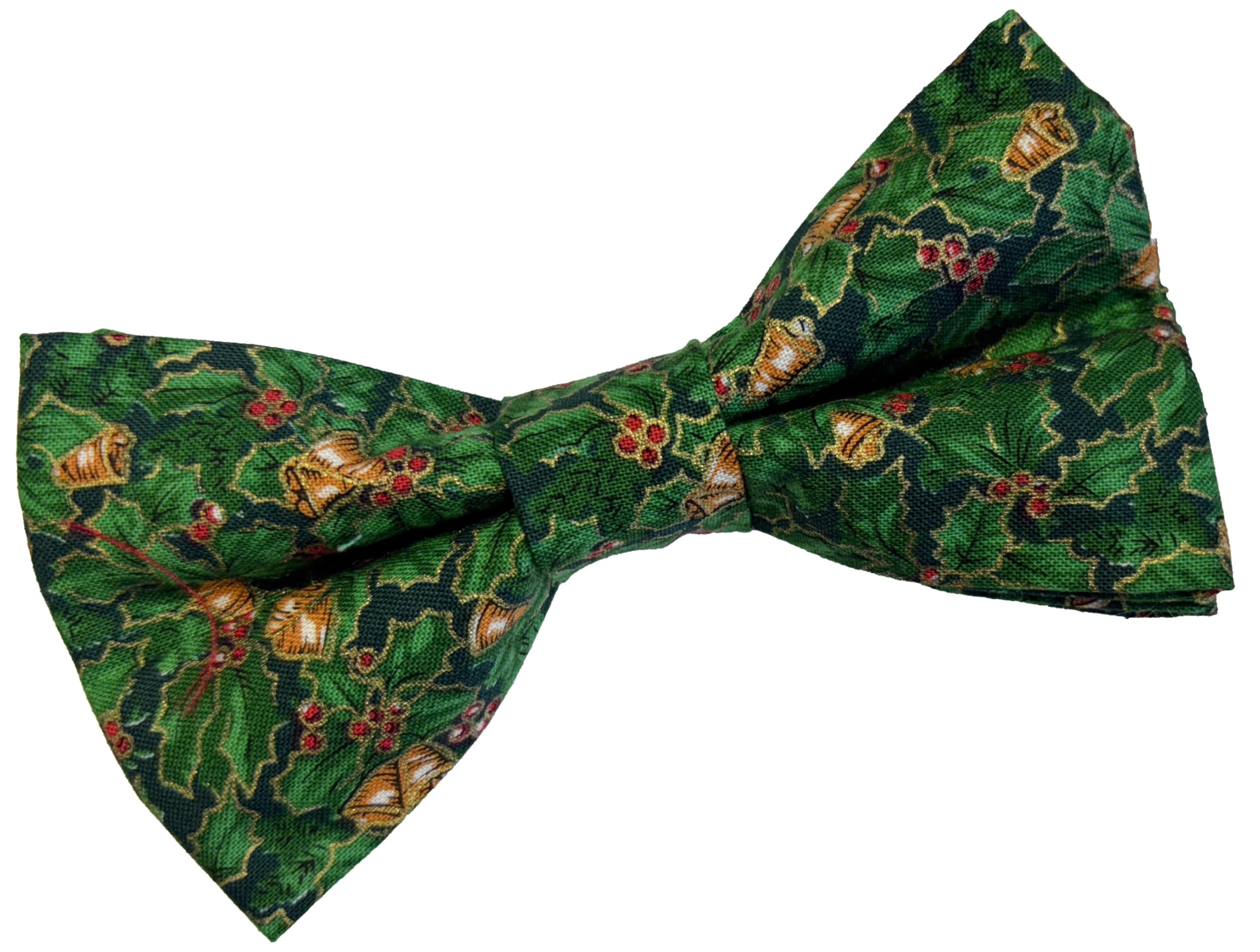 Great British Tie Club Festive Christmas 100% Cotton Bow Ties (Holly & Bells)