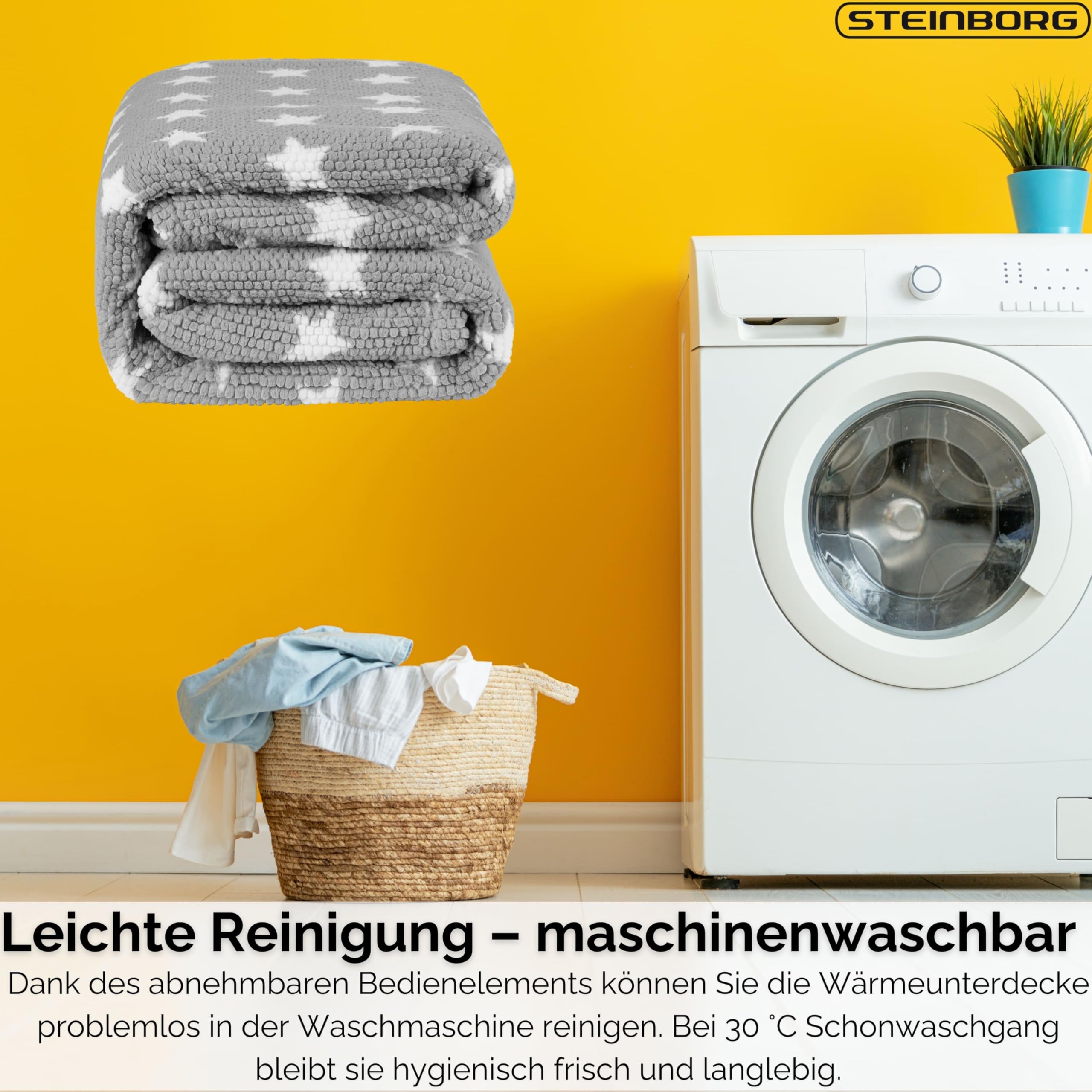 Steinborg® Heizdecke mit Abschaltautomatik 180x130cm Kuschelheizdecke elektrische Wärmedecke Kuscheldecke Bett Sofa Wärmezudecke Thermodecke Elektro-Wärmedecke Wärmebettdecke 9 Stufen waschbar
