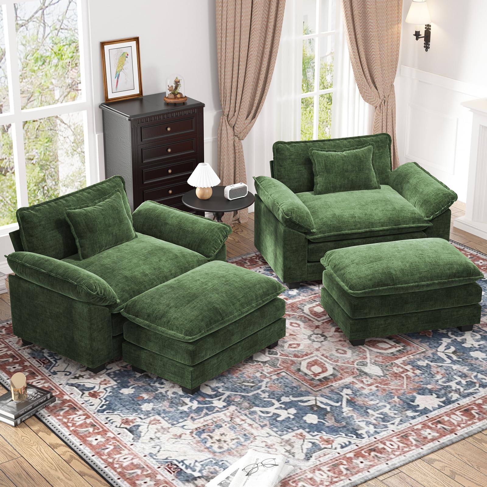 Amazon.com: CDCASA Oversized Accent Chair with Ottoman, Chenille